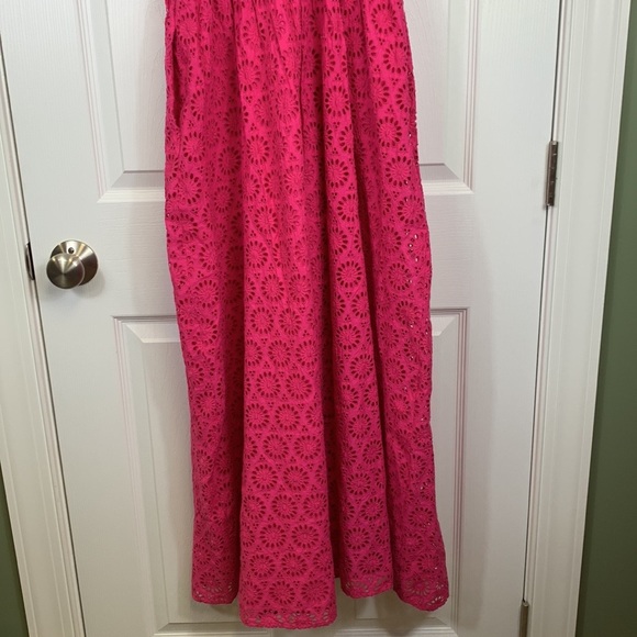 NWT J. Crew bright pink eyelet lace sleeveless maxi dress sz 4 - Picture 10 of 12